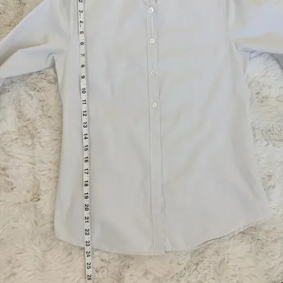 J.Crew Button Down Shirt Size 4 Cotton Ruffle Collar Long Sleeve Classic - Picture 5 of 7